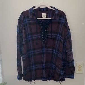 XXL American eagle purple flannel pullover